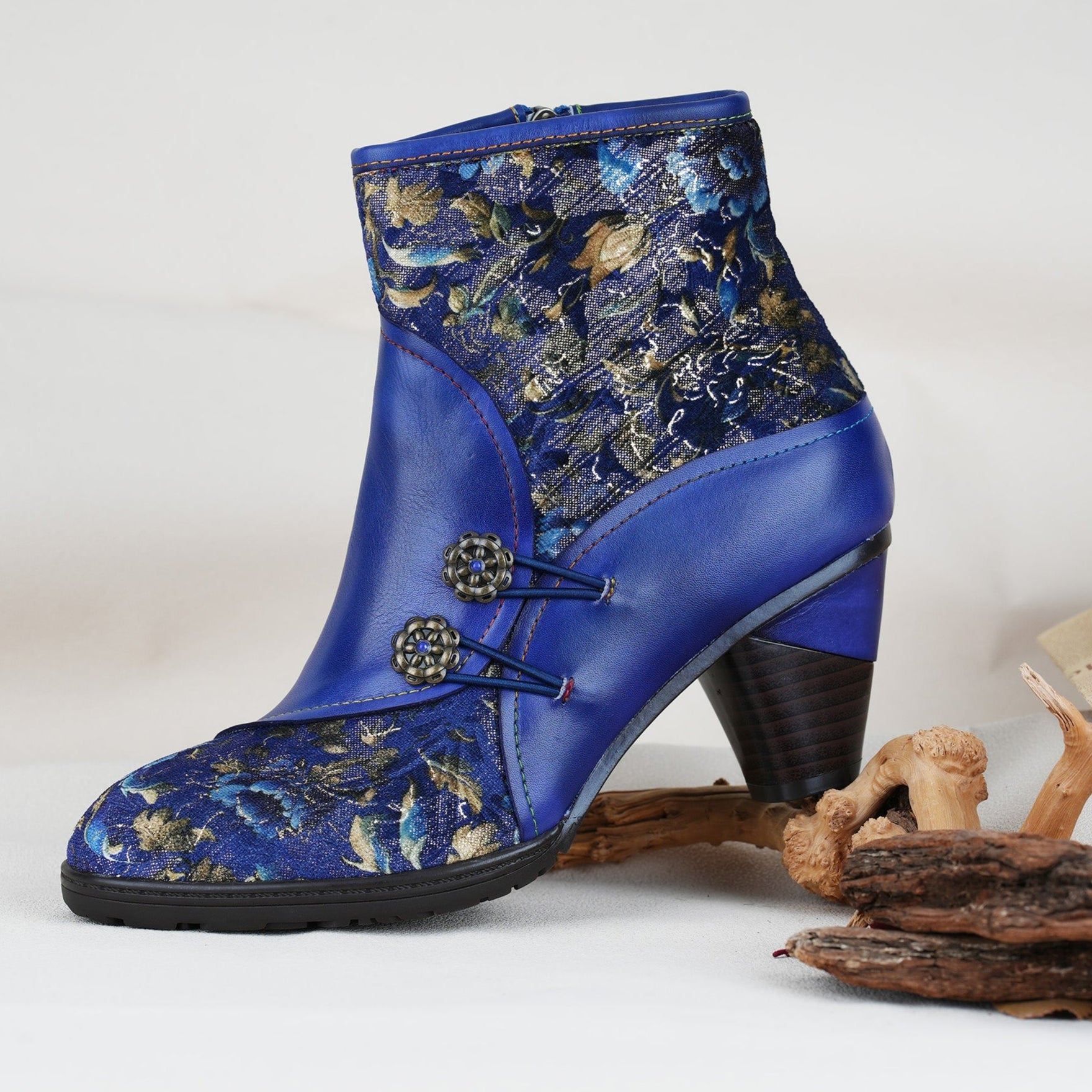 Metcandy Handmade Leather Bloom Ankle Boots