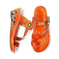 Floral Embossing Stitching Leather Sandals (3 colors)