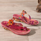 Floral Embossing Stitching Leather Sandals (3 colors)