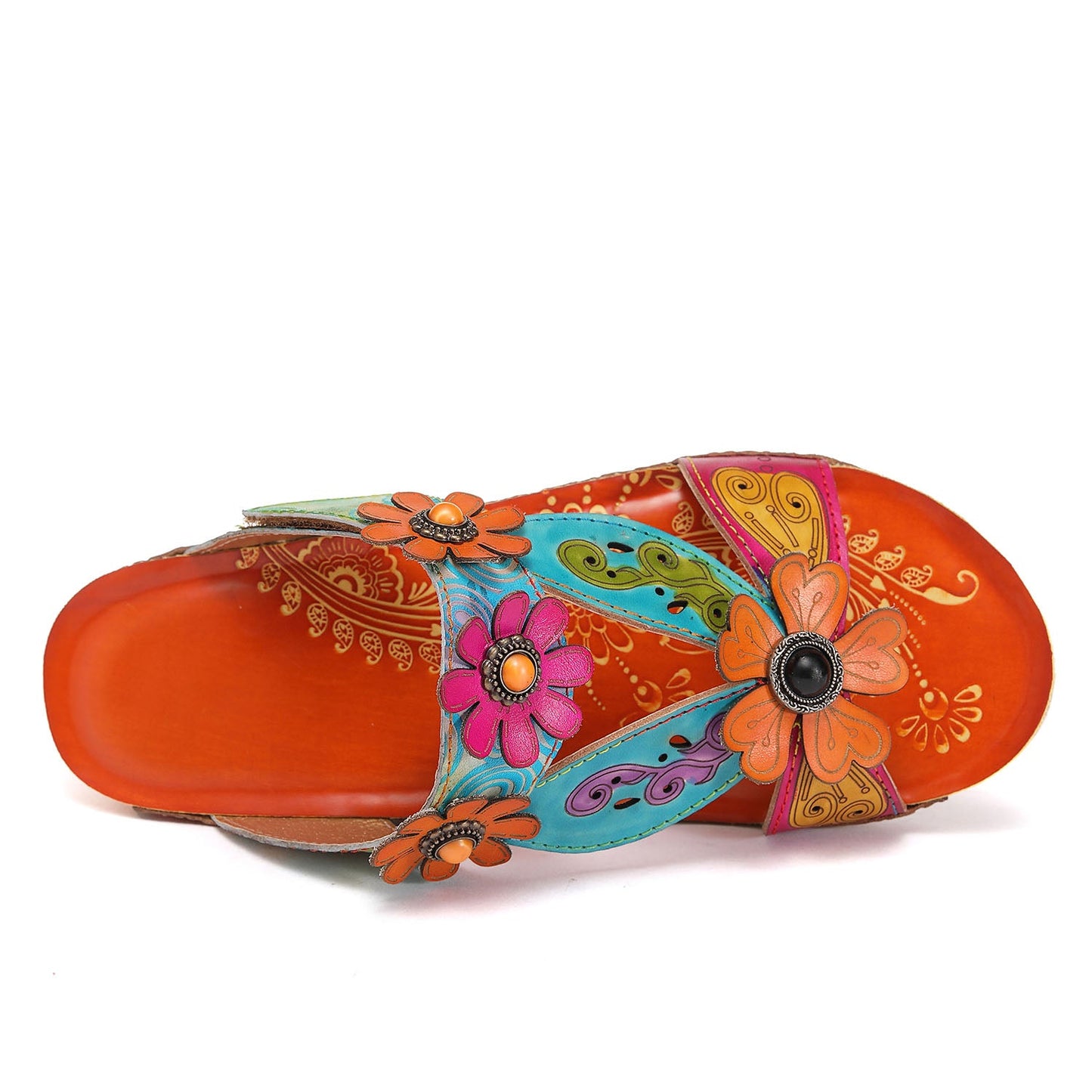 Printed Leather Handmade Sandals