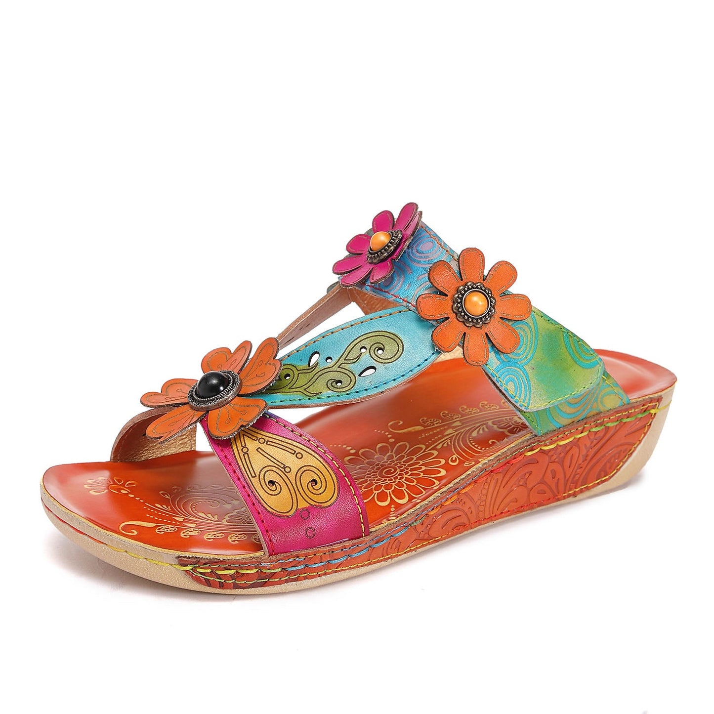 Printed Leather Handmade Sandals