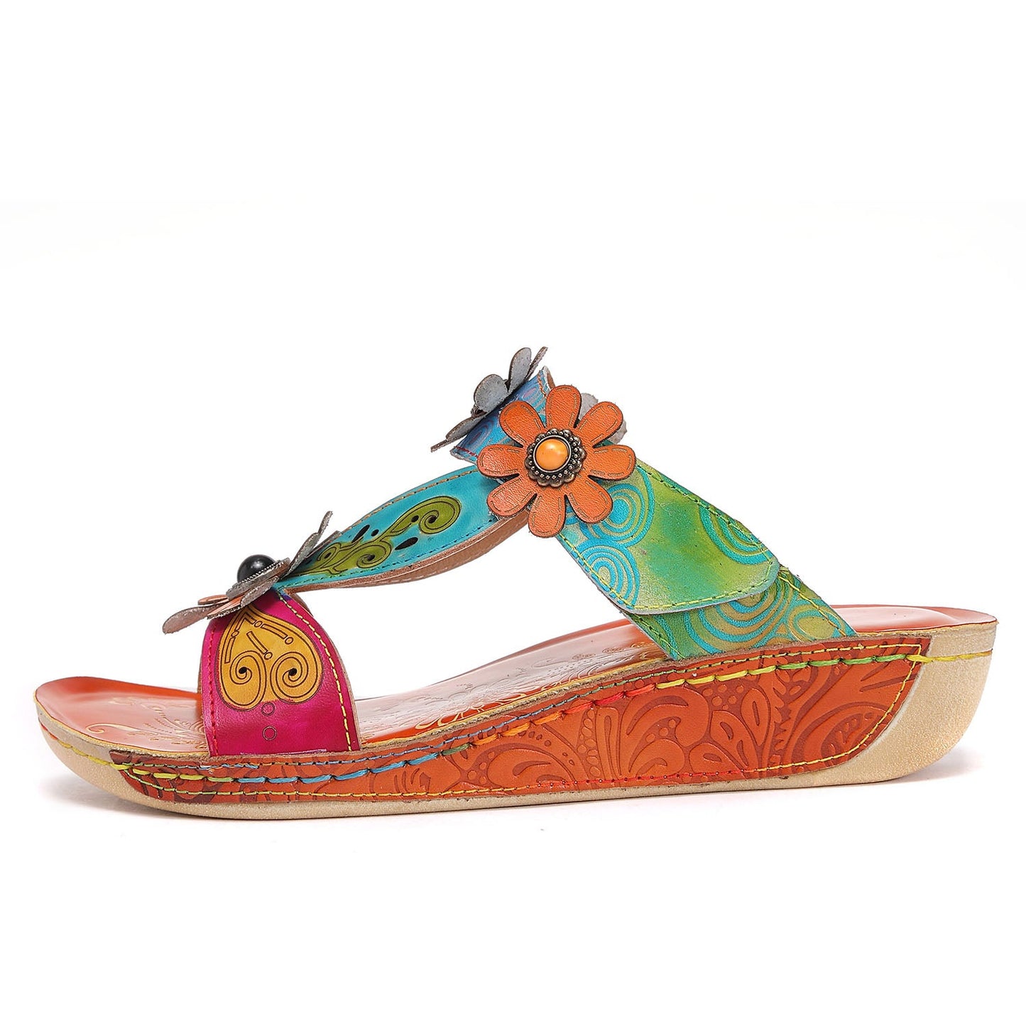 Printed Leather Handmade Sandals