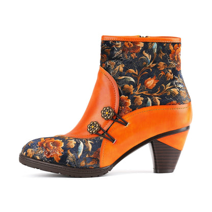 Metcandy Handmade Leather Bloom Ankle Boots