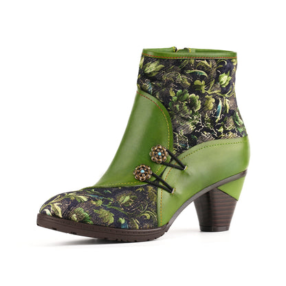 Metcandy Handmade Leather Bloom Ankle Boots