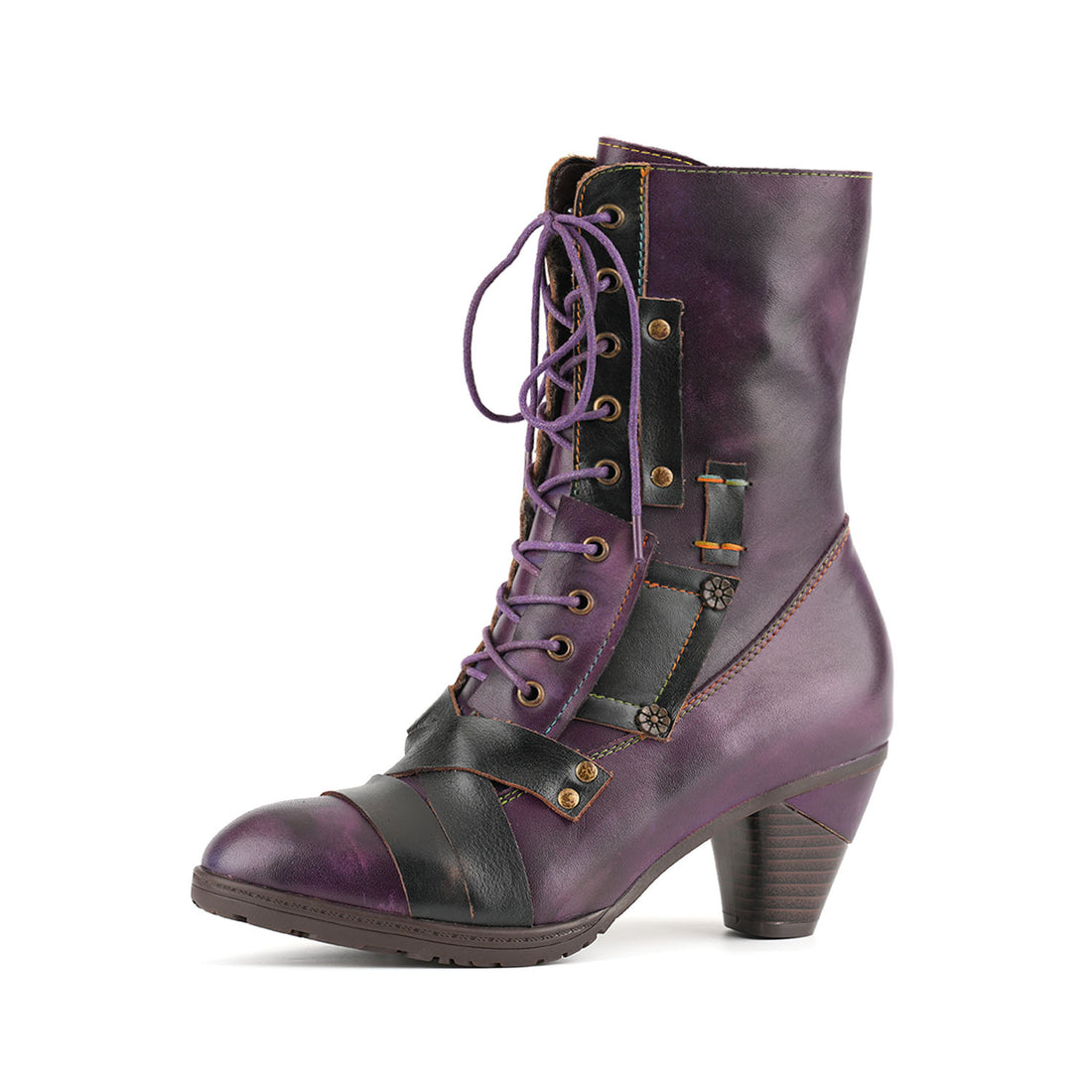Handcrafted Mystic Warrior Lace-Up Ankle Boots