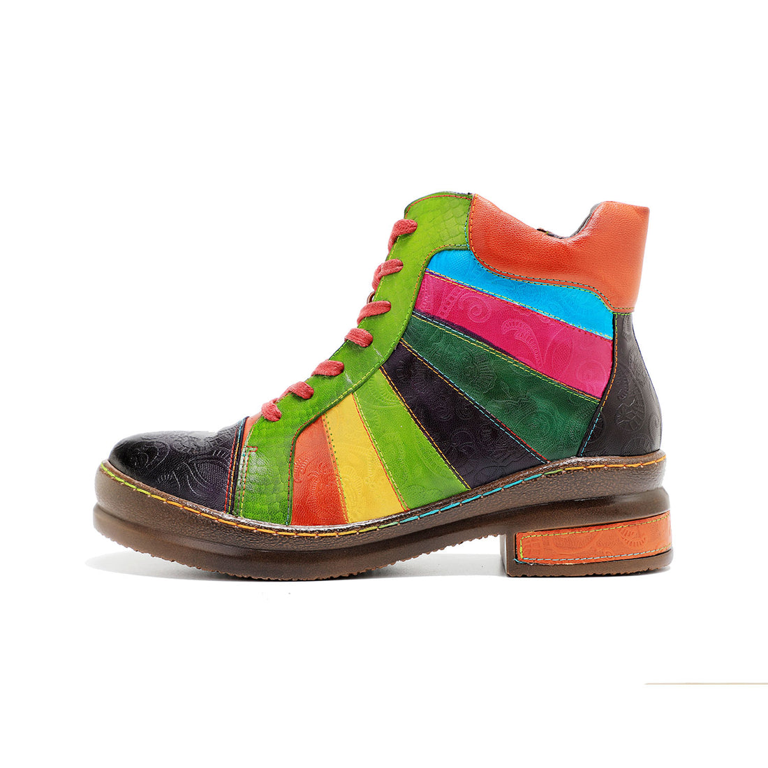 Hand-polished Rainbow Mosaic Ankle Boots