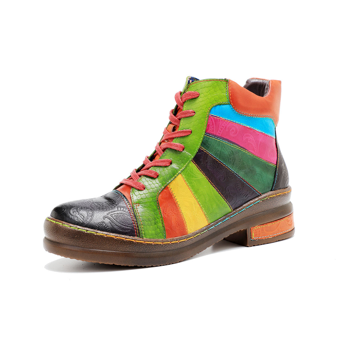 Hand-polished Rainbow Mosaic Ankle Boots