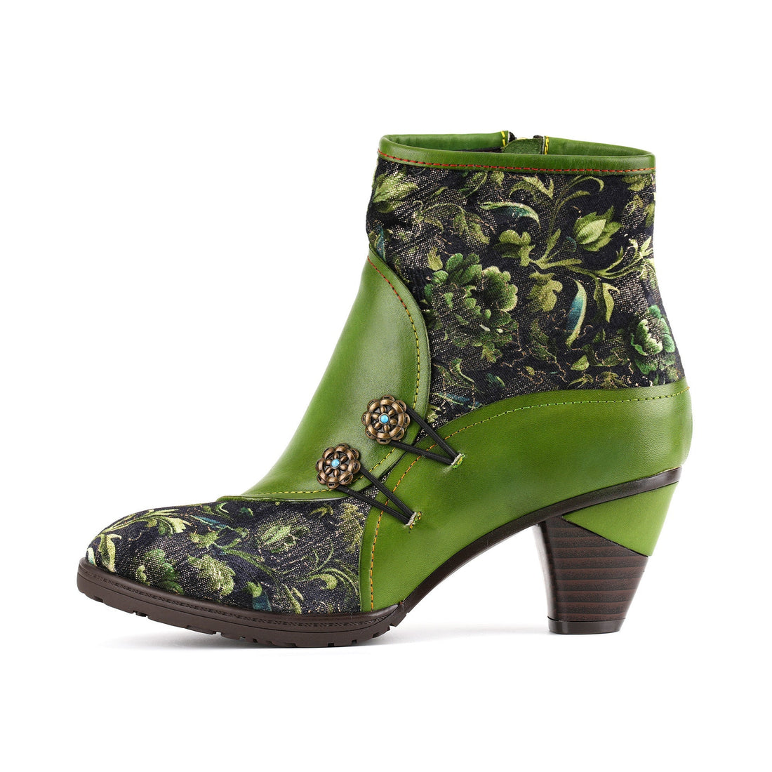 Metcandy Handmade Leather Bloom Ankle Boots