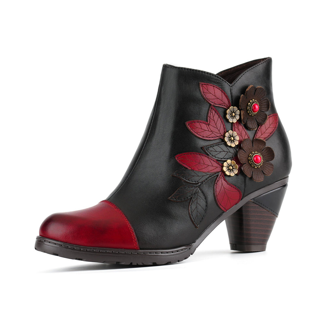 Metcandy Retro Boho Floral Charm Ankle Boots