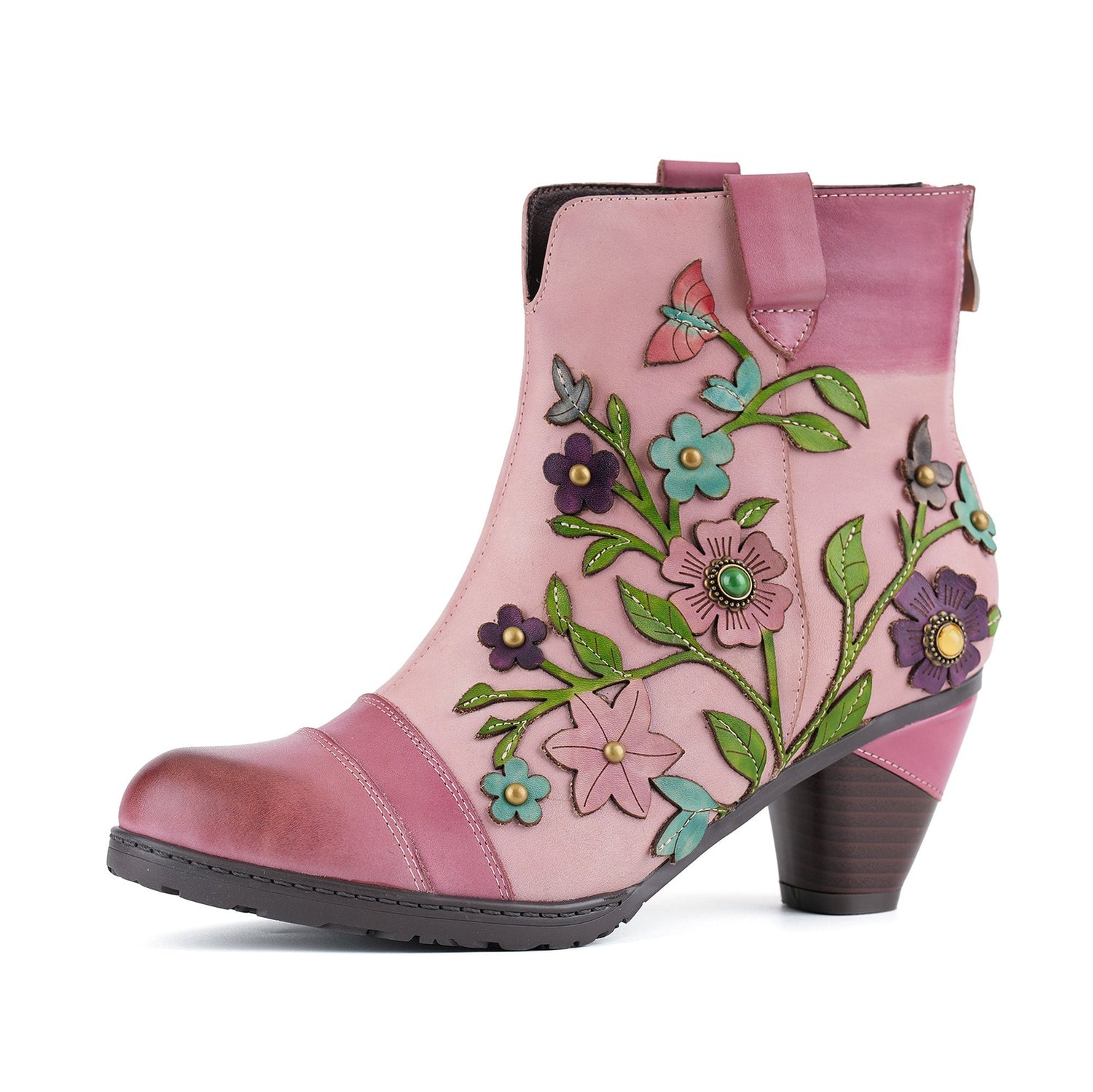 Grace Blossom Pink Ankle Boots