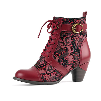 Metcandy Timeless Grace Floral Ankle Boots
