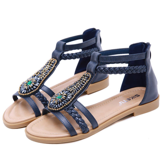 Bohemian Rhinestone Beach Sandals