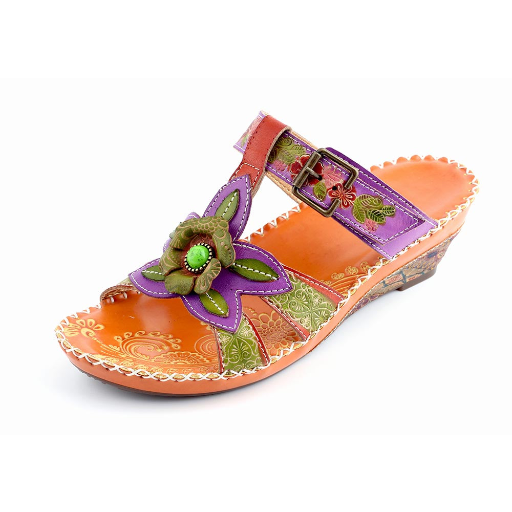 Genuine Leather Floral Bohemia Sandals