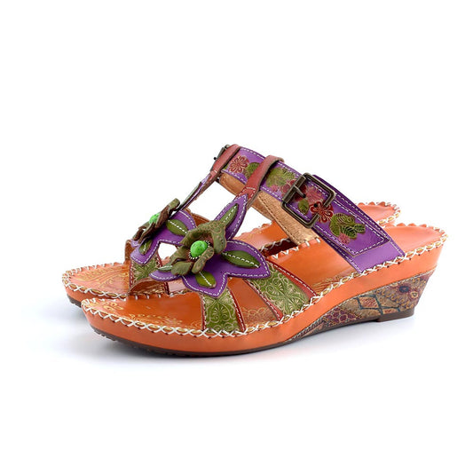 Genuine Leather Floral Bohemia Sandals