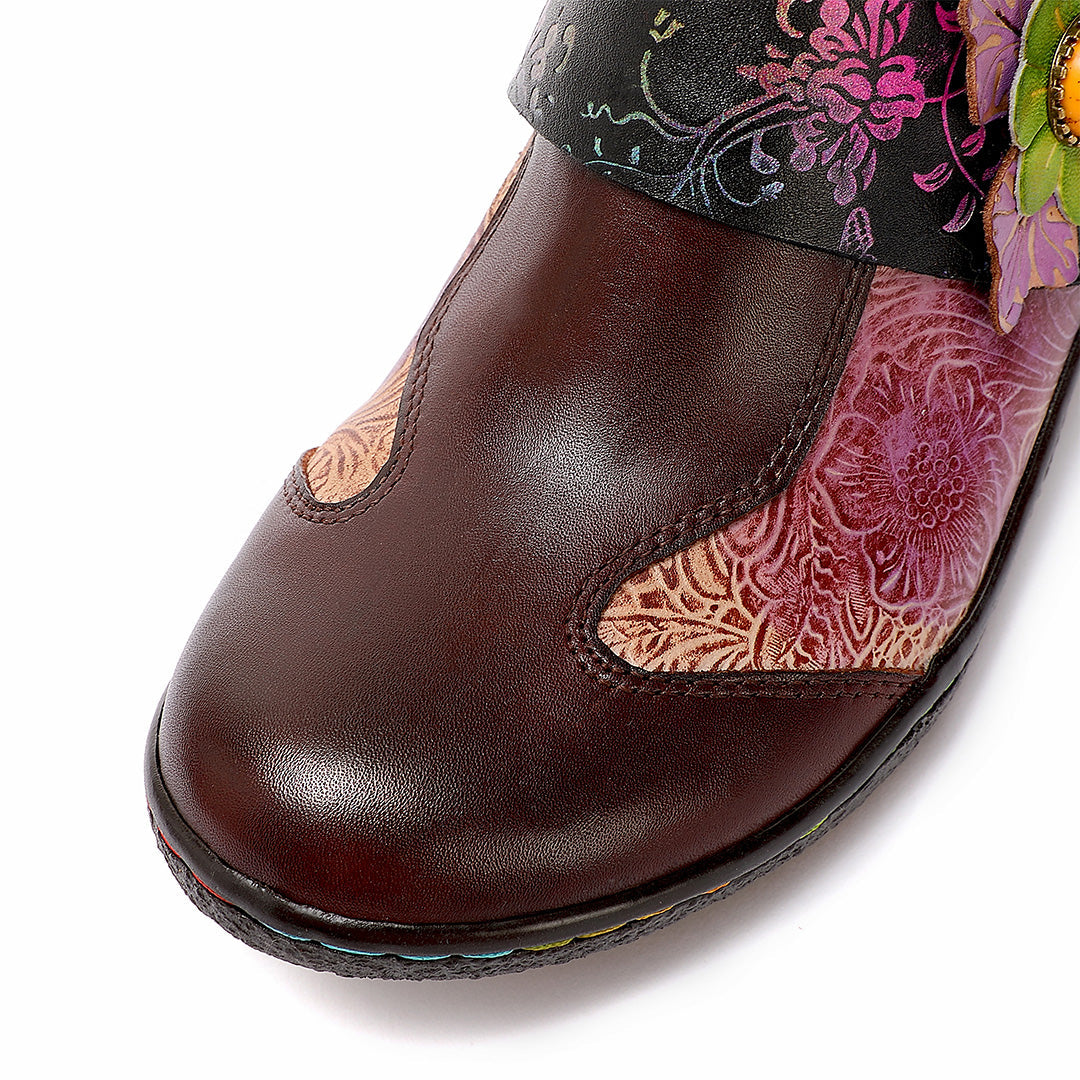 Vintage Hand Painted Genuine Leather Flat Shoes