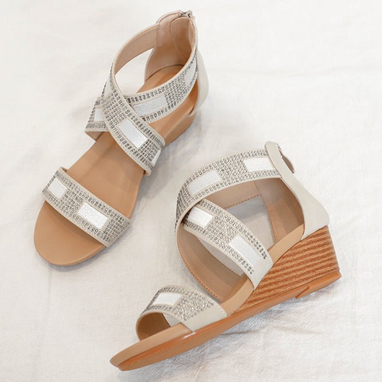 Rhinestones Comfortable Platform Wedge Sandals