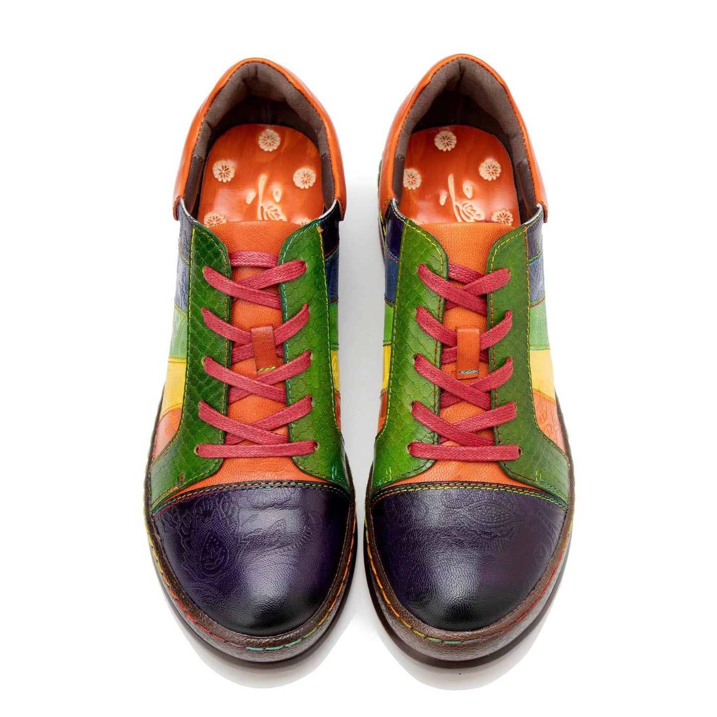 Retro Hand-polished Rainbow Flat Shoes