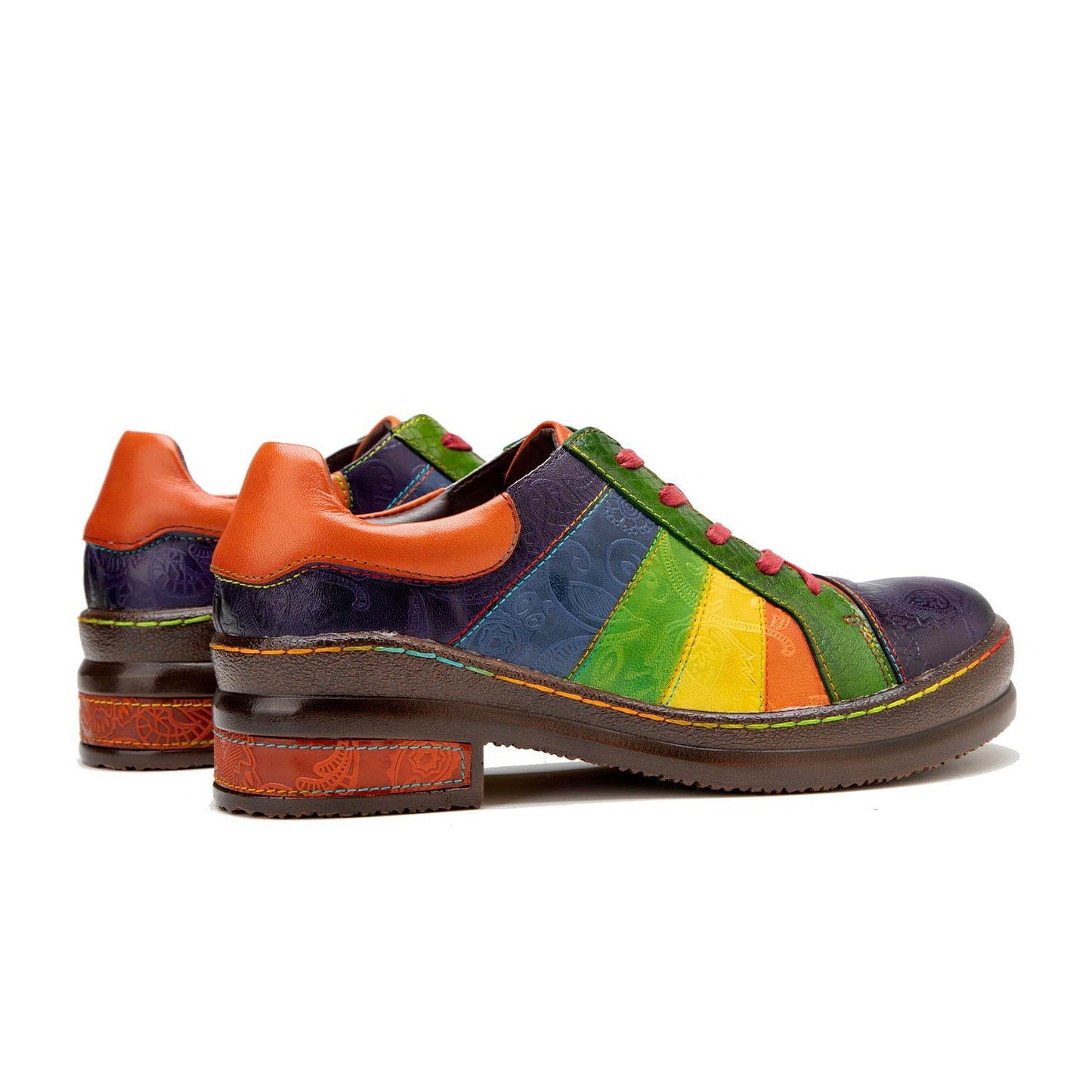 Retro Hand-polished Rainbow Flat Shoes