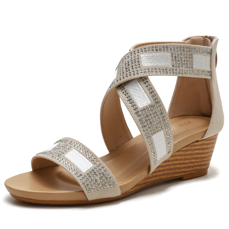 Rhinestones Comfortable Platform Wedge Sandals