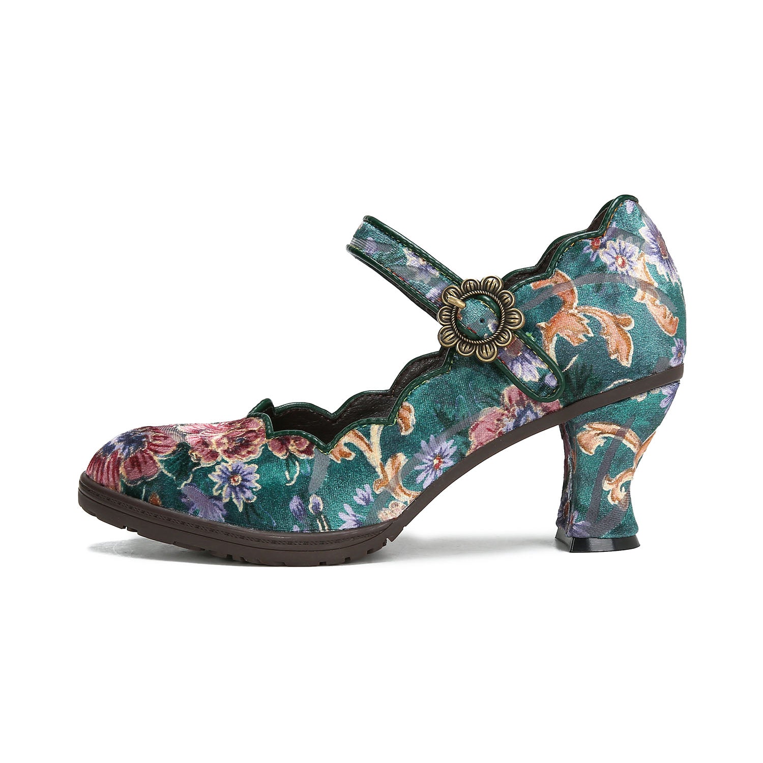 Vintage Elegance Artistic Bloom Mary Janes