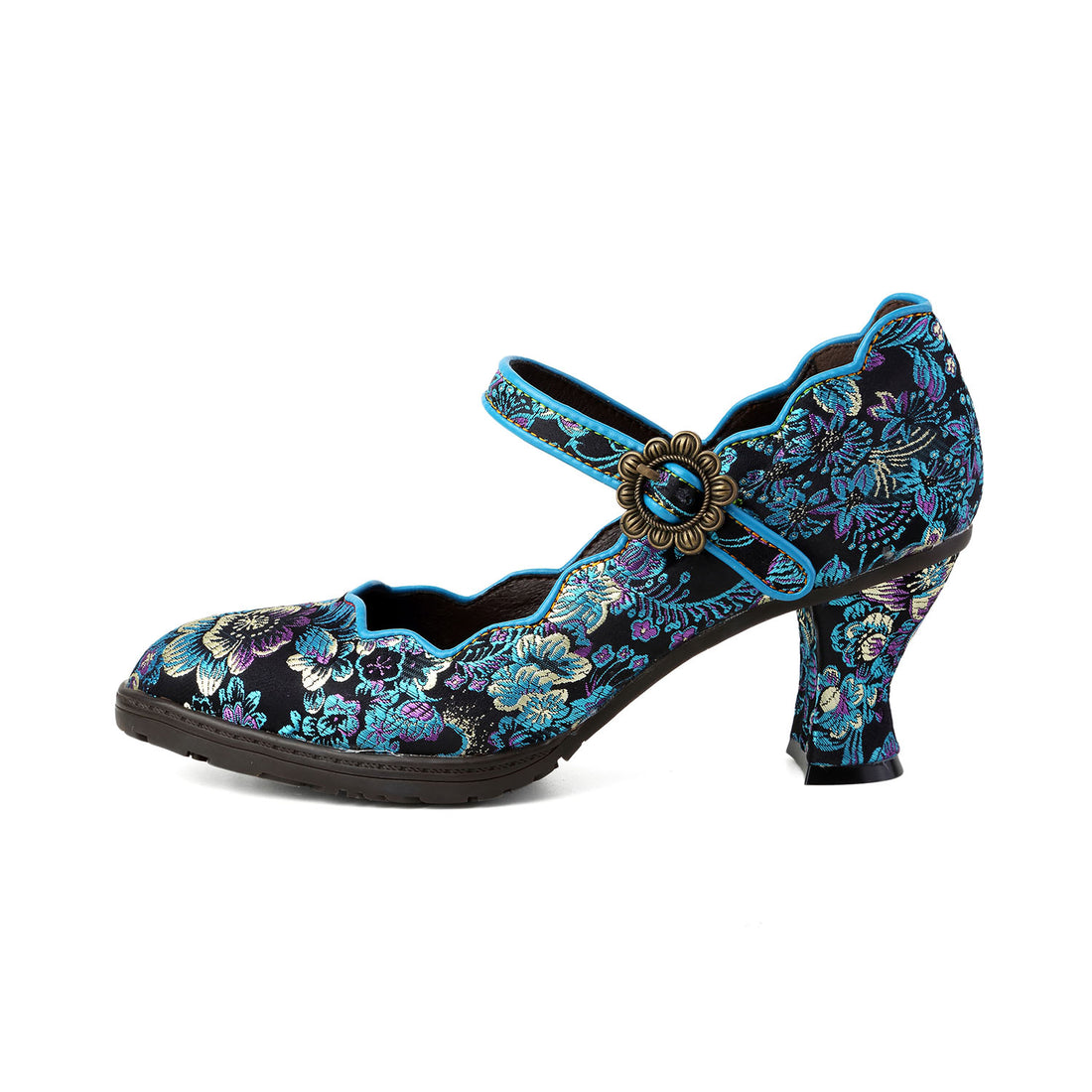 Vintage Elegance Artistic Bloom Mary Janes