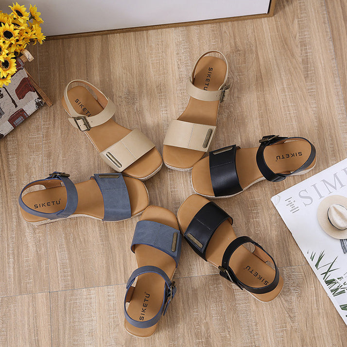 Retro Fish Mouth Comfort Wedge Sandals