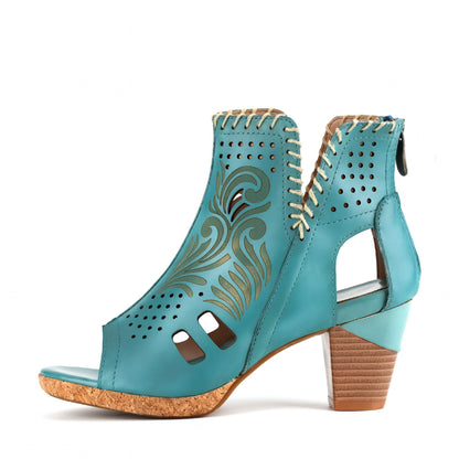 Turquoise Open-Toe Cutout Sandals