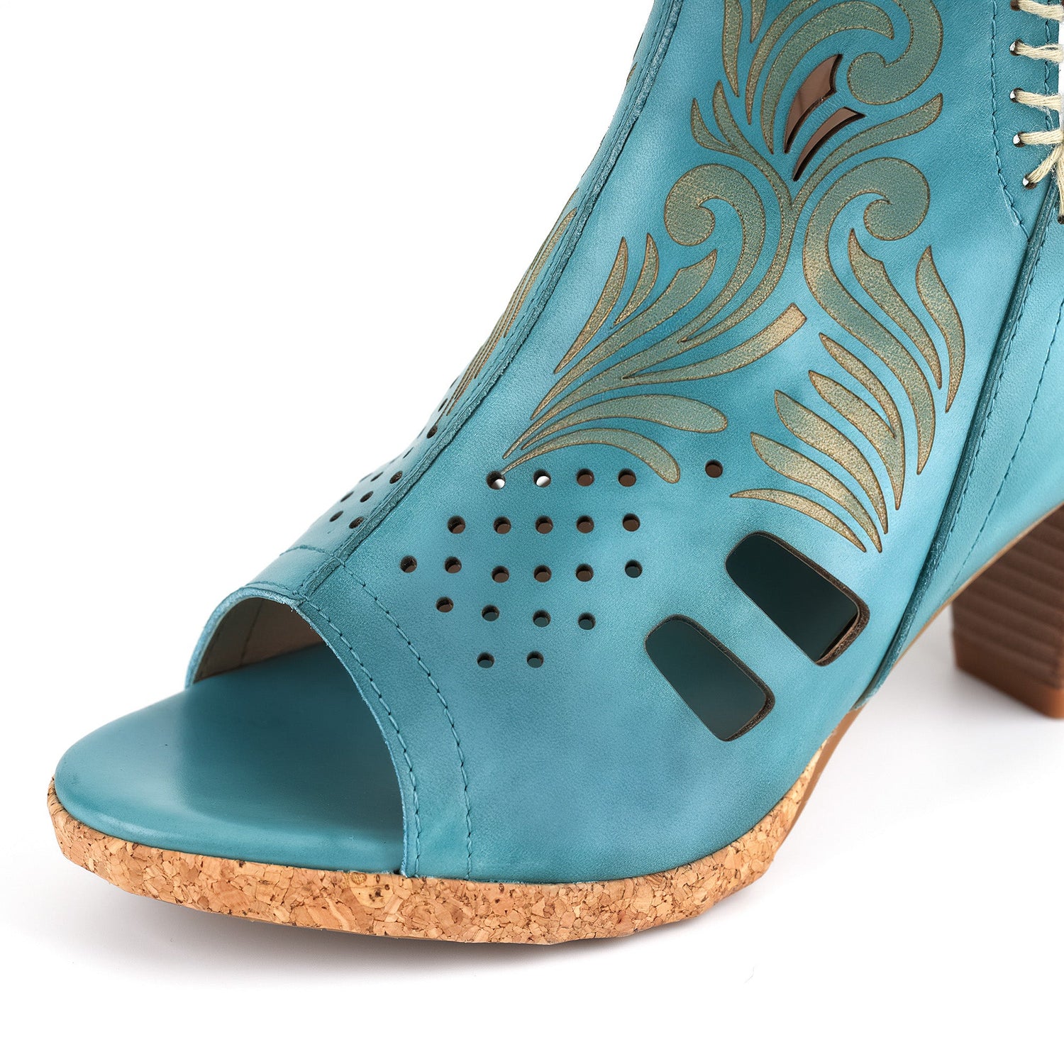 Turquoise Open-Toe Cutout Sandals