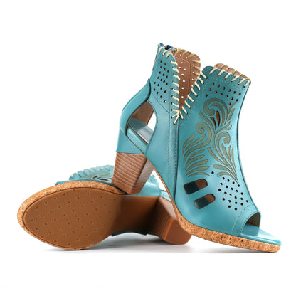 Turquoise Open-Toe Cutout Sandals