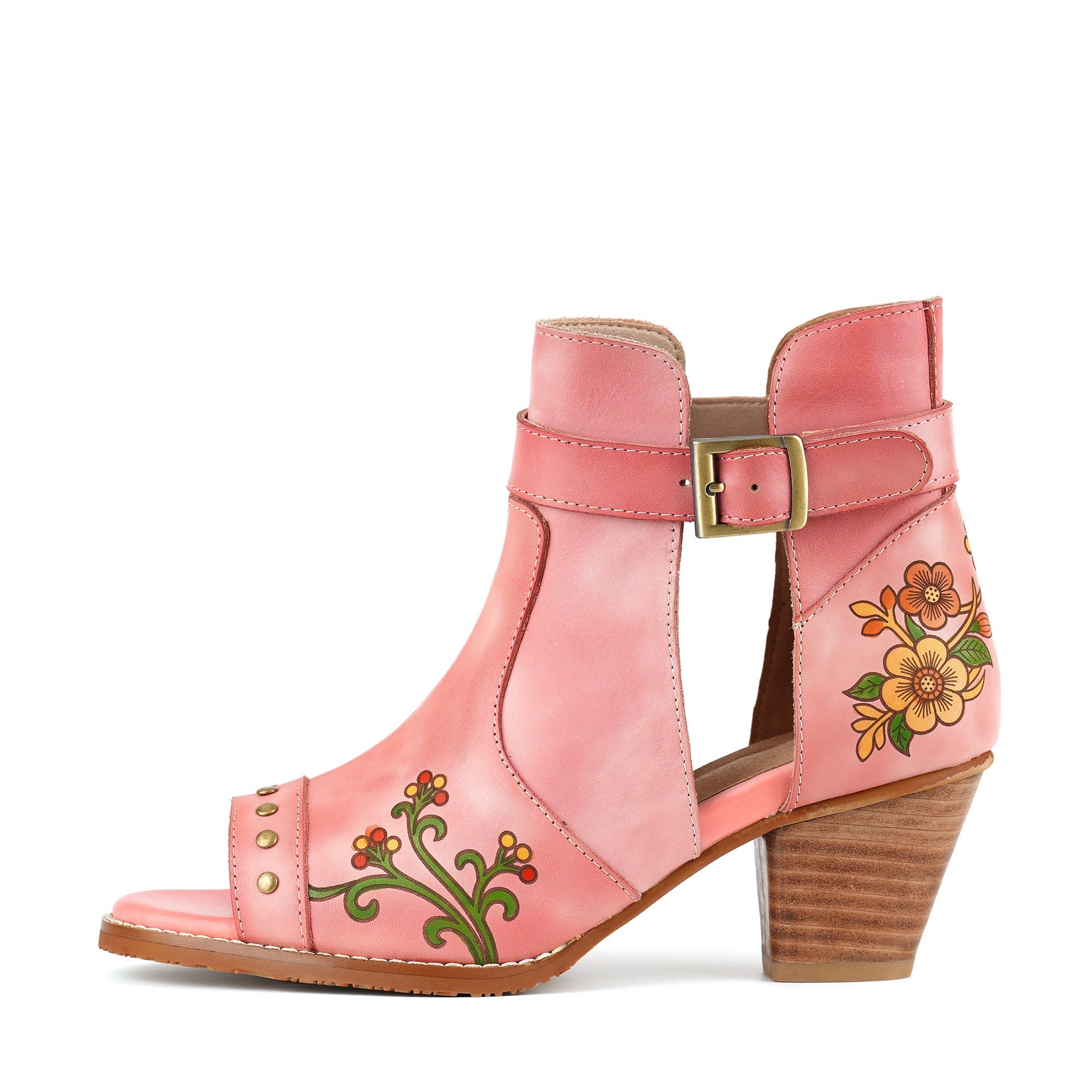 Floral Cutout Buckle Strap Sandals