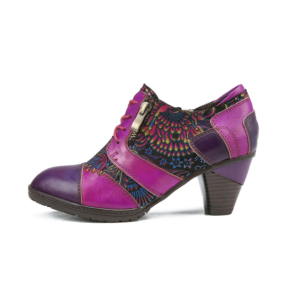 Artisan Bloom Vintage Handmade Colorblock Floral Pumps