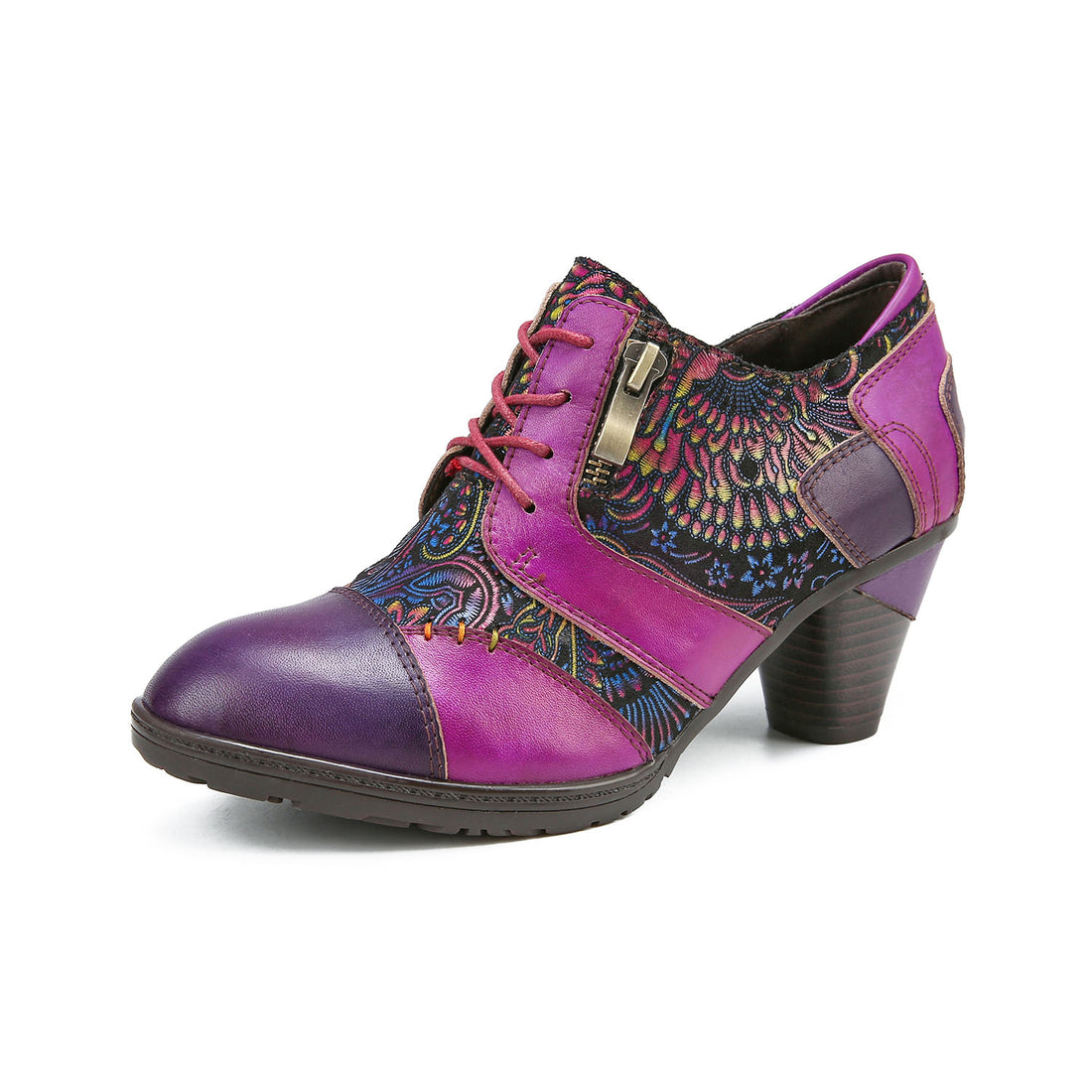 Artisan Bloom Vintage Handmade Colorblock Floral Pumps