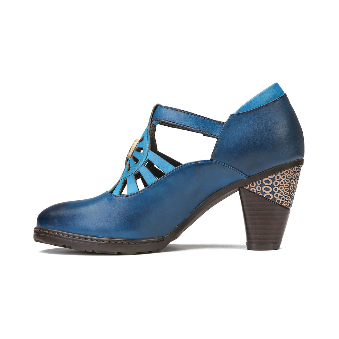 Retro Radiant Sunburst Leather Pumps