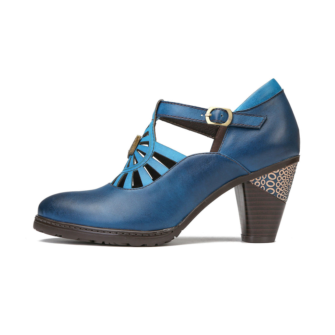 Retro Radiant Sunburst Leather Pumps