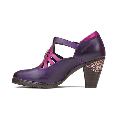 Retro Radiant Sunburst Leather Pumps