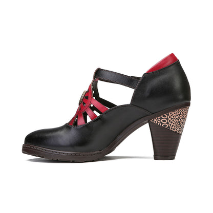 Retro Radiant Sunburst Leather Pumps