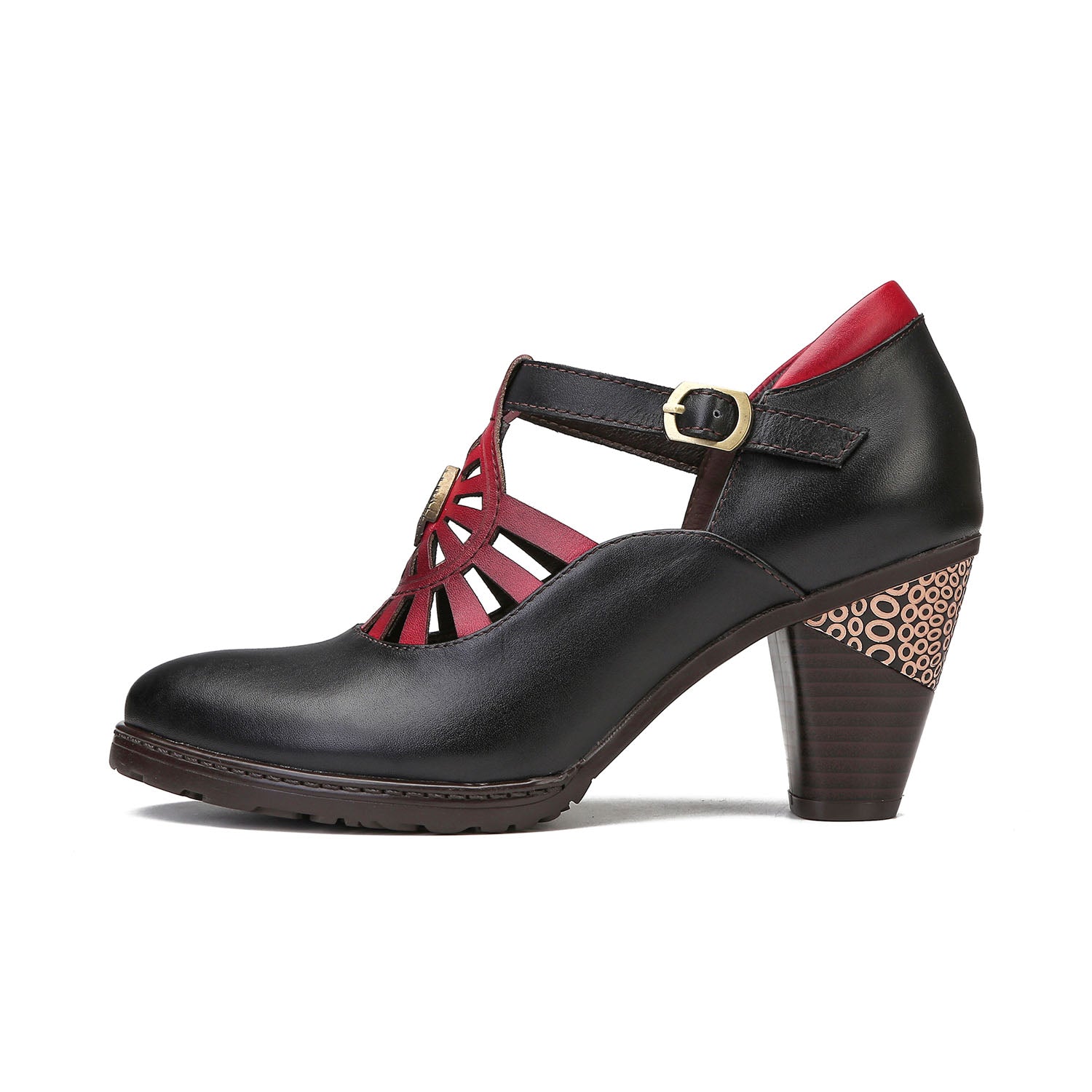 Retro Radiant Sunburst Leather Pumps