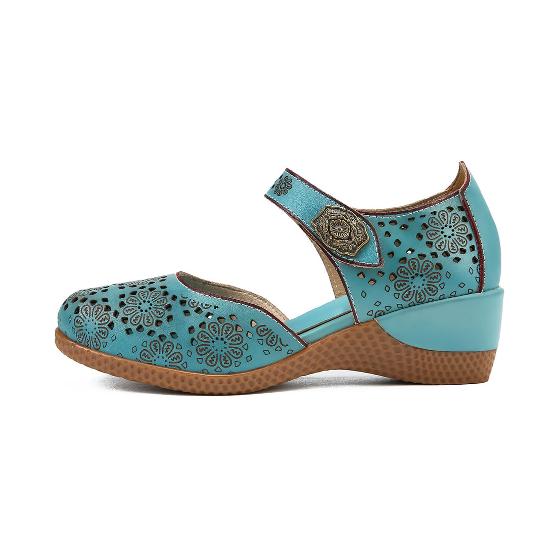 Elegance Bloom Retro Hollow Leather Shoes
