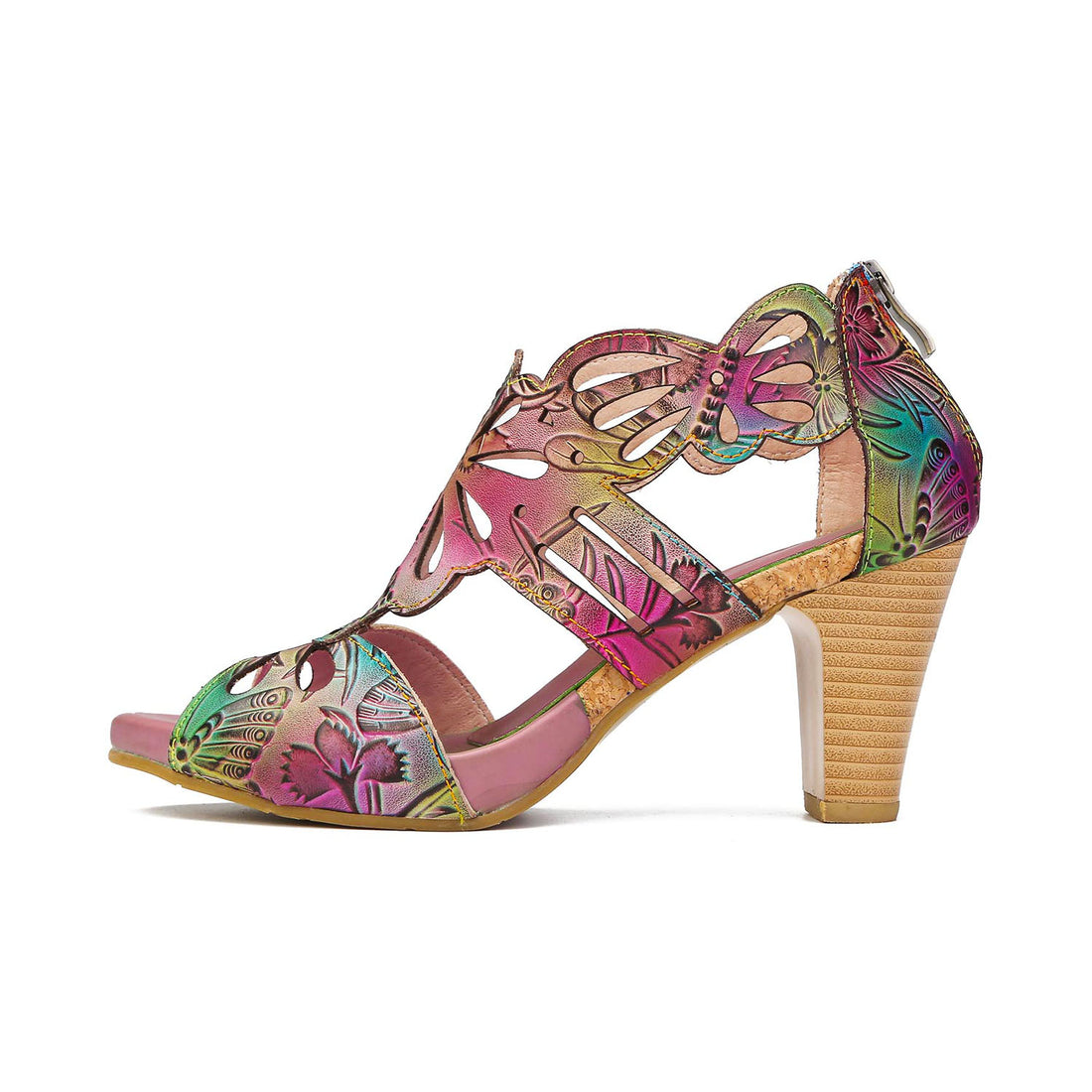 Butterfly Bloom Hand-Painted Leather Sandals