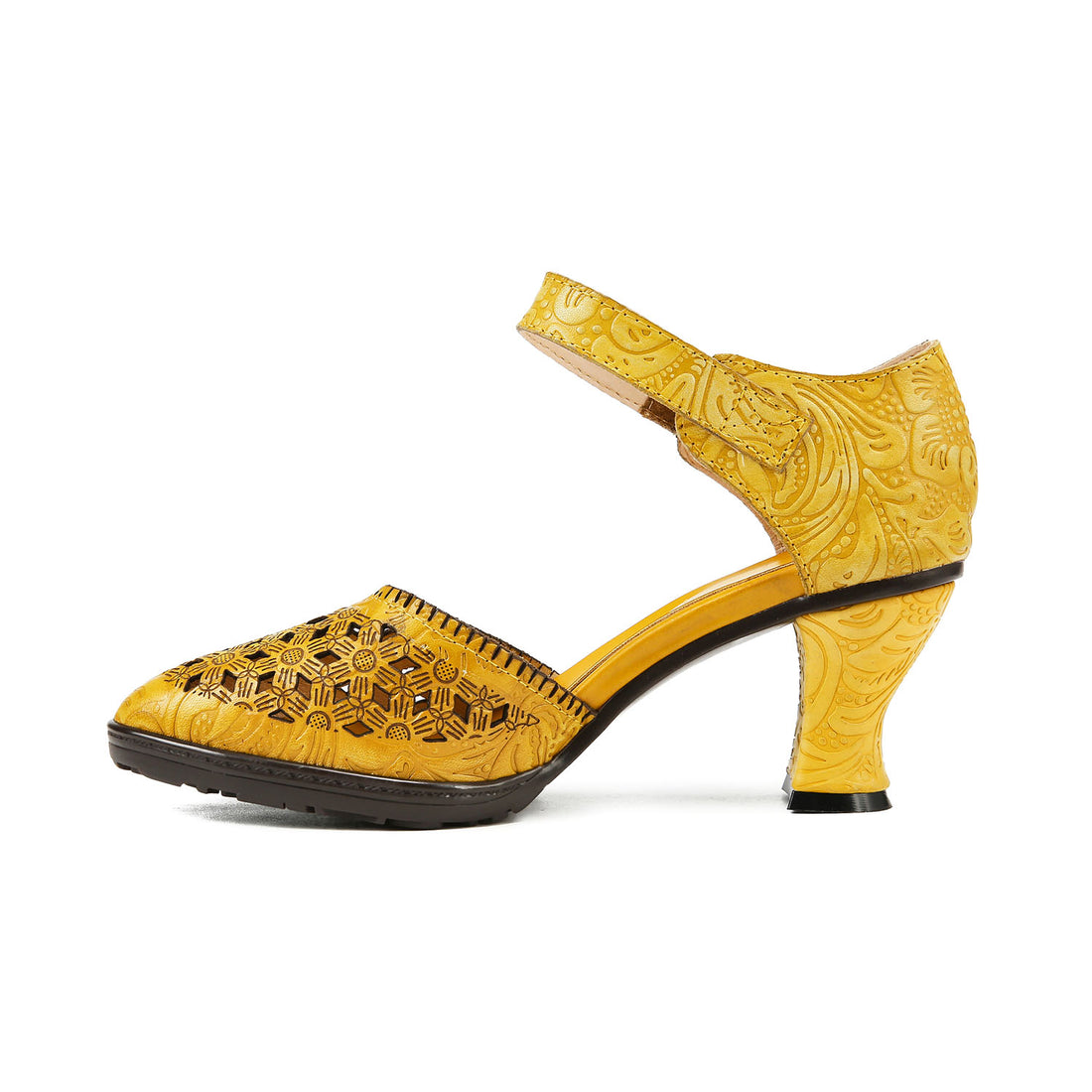 Floral Grace Embossed Retro Sandals