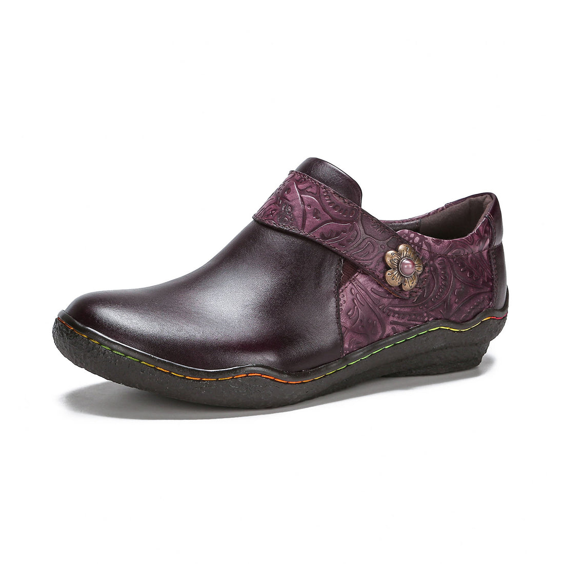 Vintage Bloom Embossed Comfort Loafers