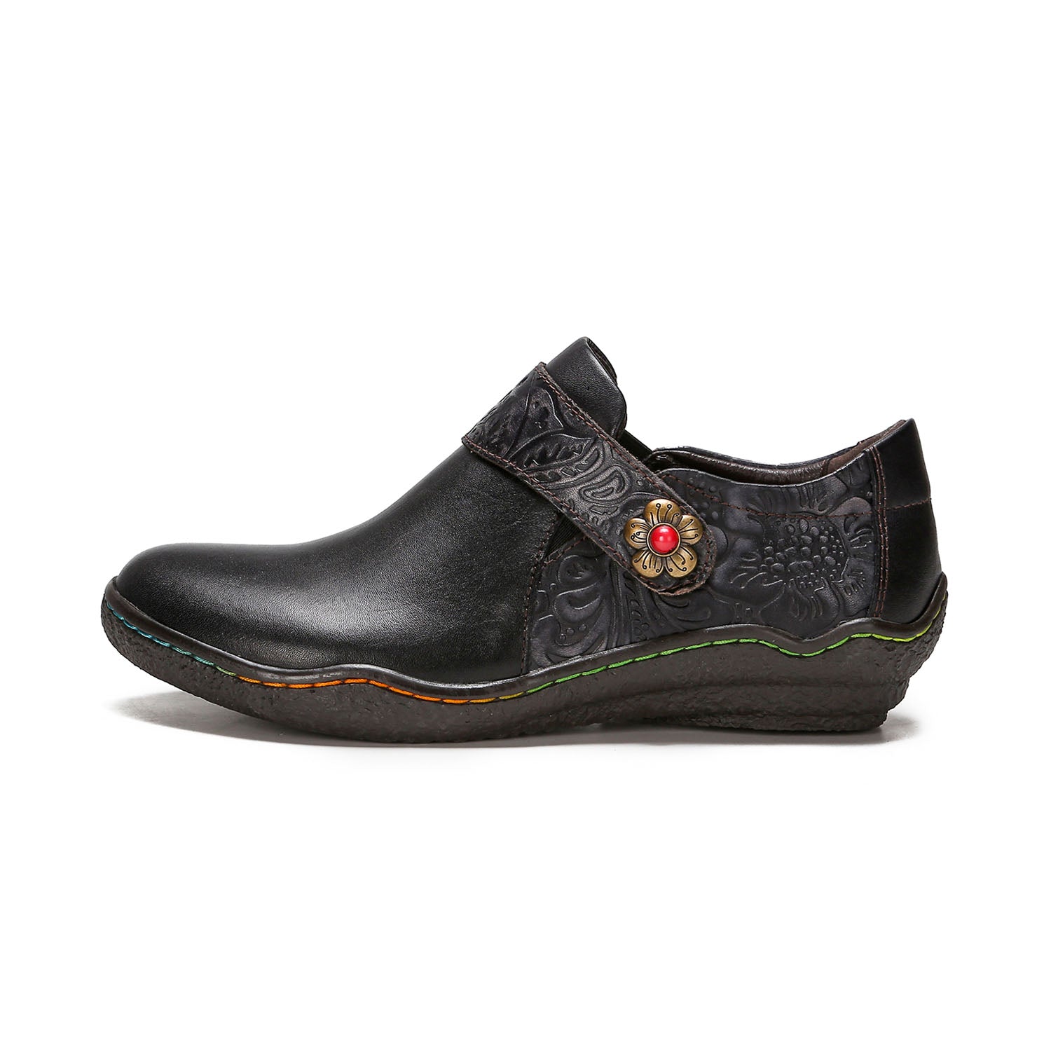 Vintage Bloom Embossed Comfort Loafers