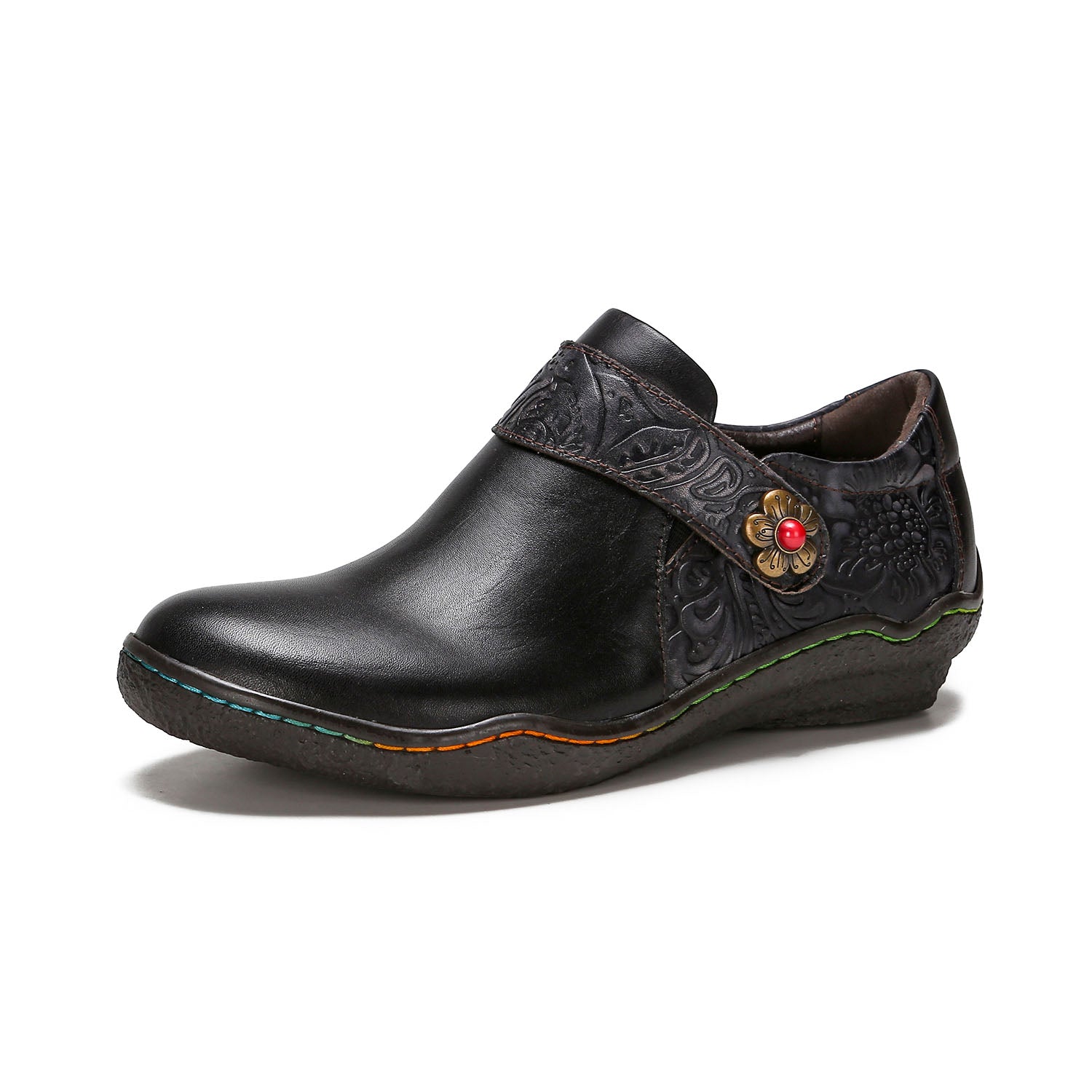 Vintage Bloom Embossed Comfort Loafers