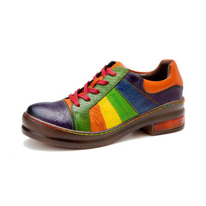 Rainbow Stride Retro Leather Flats