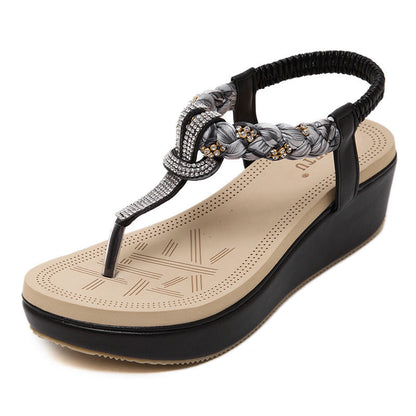 Seaside Rhinestone Woven Sandals