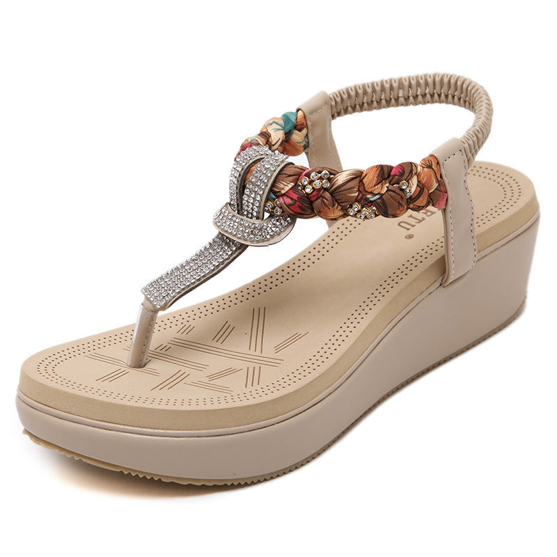 Seaside Rhinestone Woven Sandals