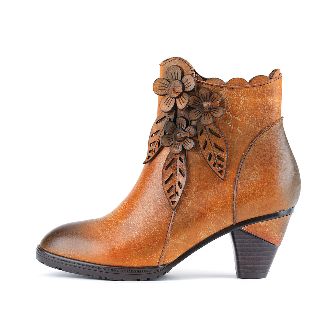 BloomCraft Artisan Floral Leather Ankle Boots