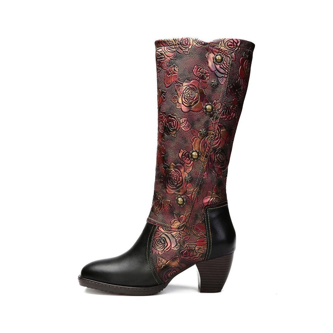 Retro Printed Rose Elegance Boots