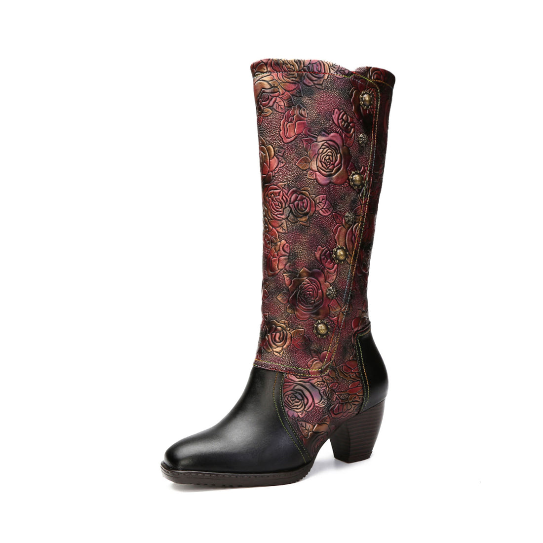 Retro Printed Rose Elegance Boots