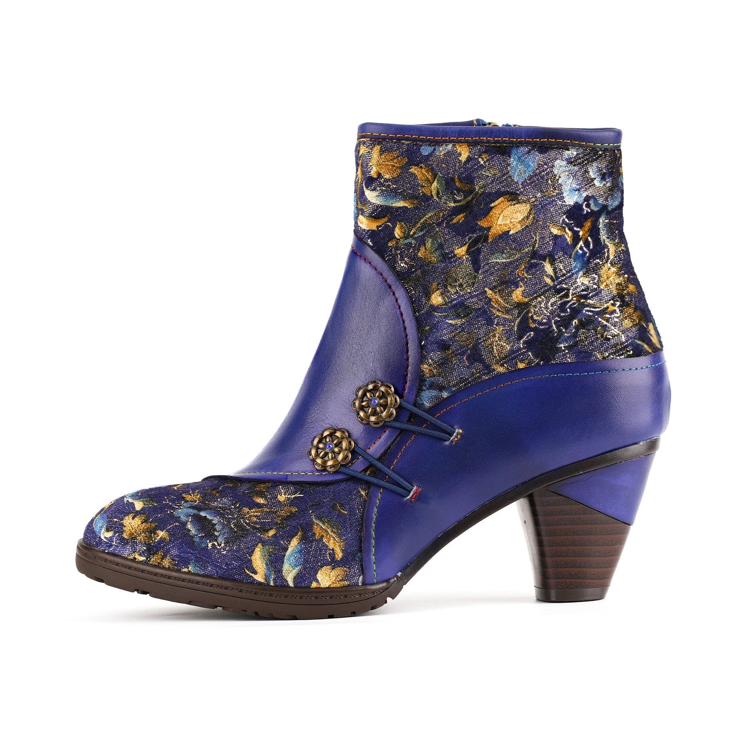 Metcandy Handmade Leather Bloom Ankle Boots